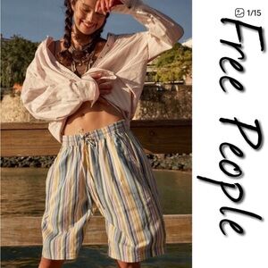 Free People Colorful Striped Women's Shorts poplin medium